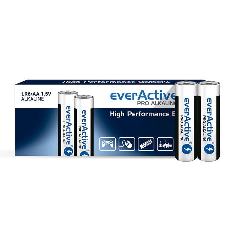 Baterie alkaliczne AA everActive Pro Alkaline 10 sztuk (4,49 zł z kuponem -2/4 Shopee)