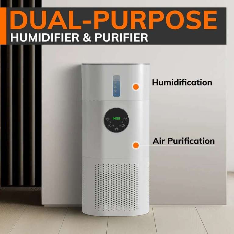 Oczyszczacz powietrza 2w1 MIUI z nawilżaczem (filtr HEPA13, timer, 150m3) | Wysyłka z PL | $57.52 @ Aliexpress
