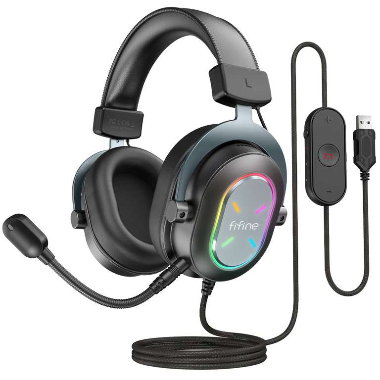Słuchawki gamingowe FIFINE H6 RGB (przetworniki 50 mm, 7.1, USB) | Wysyłka z CN | $27.37 @ Aliexpress