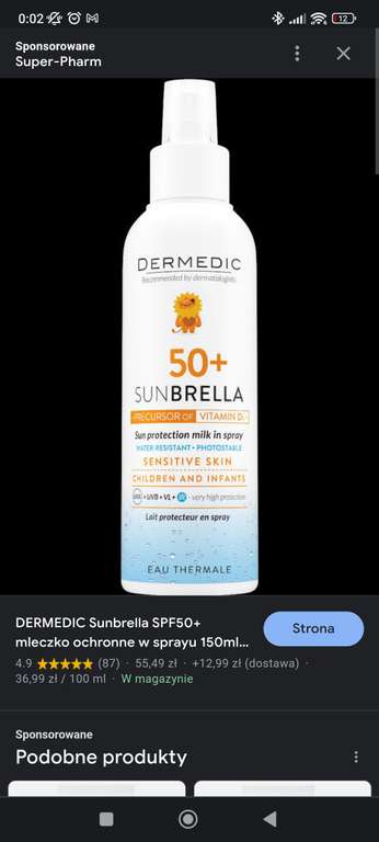 Dermedic sunbrella 50+ spf gratis balsam po opalaniu 200ml tej samej marki