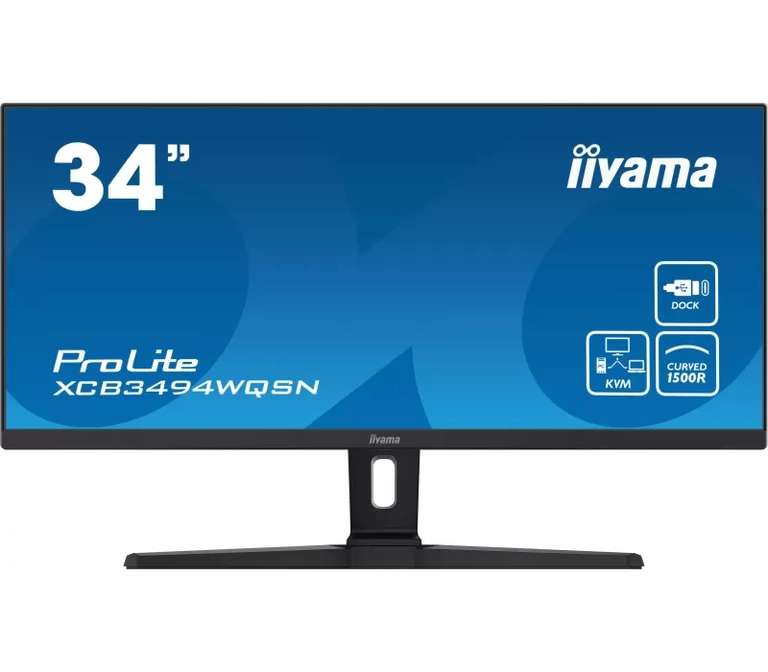 Monitor iiyama ProLite XCB3494WQSN-B1 34", UWQHD, Zakrzywiony VA LED, 0.4ms, KVM, USB-C/HDMI/DP, LAN, hub USB