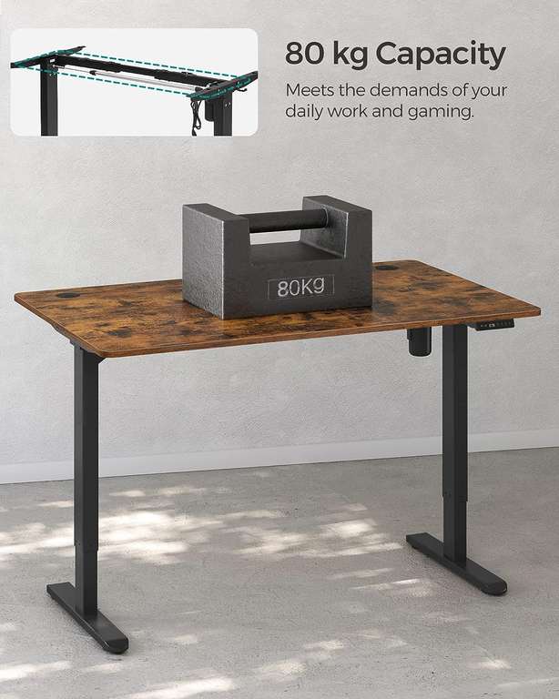 Stelaż elektryczny do biurka (bez blatu, z zaczepami, płynna regulacja, funkcja pamięci) @ Amazon Songmics