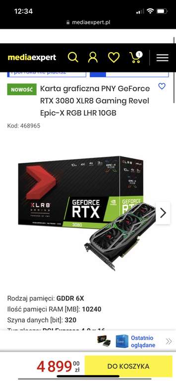 Karta graficzna PNY GeForce RTX 3080 XLR8 Gaming Revel Epic-X RGB LHR 10GB