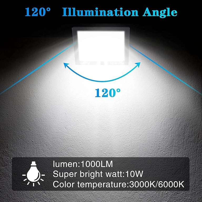 Zewnętrzny reflektor LED 10W, oświetlenie zewnętrzne LED 10 W, wodoodporny LED, IP66(zimna biel, 10W) ciepła biel za 19,51 zł w opisie