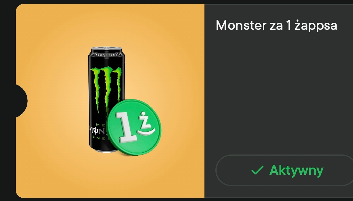 Napój Monster za 1 żappsa