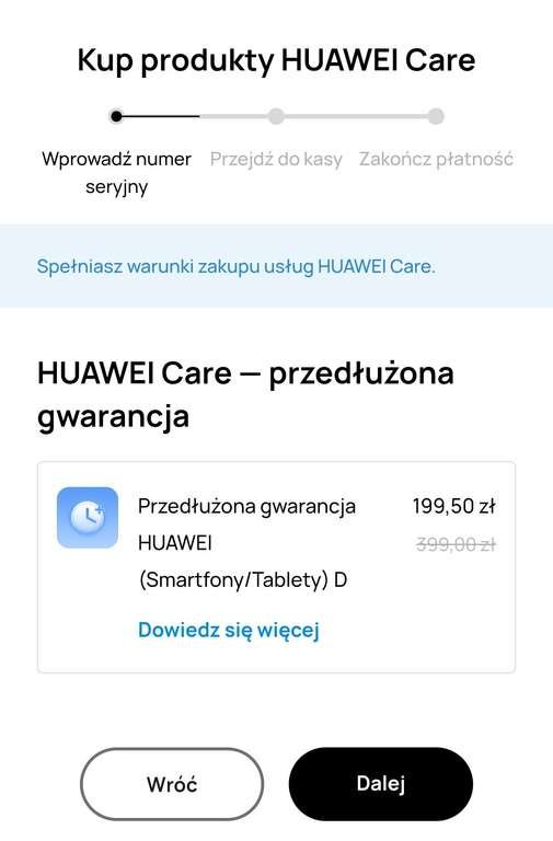 Promocja na przedłużenie gwarancji Huawei Care rabat od 40%