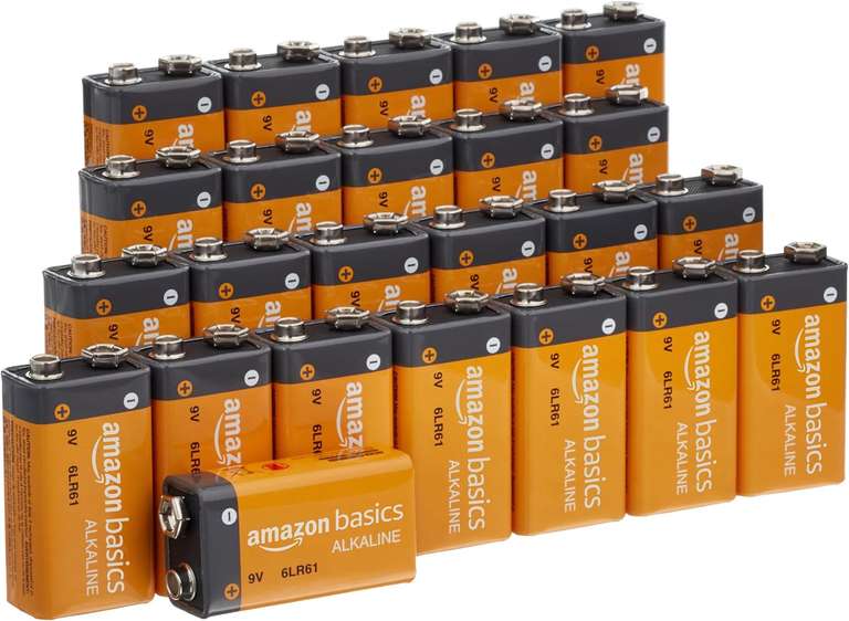 24 szt baterii alkalicznych 9V, Amazon Basics, 3,88zł/sztuka lub wersja C 1,5V za 79zł (za 24szt - 3,29 za 1 szt)