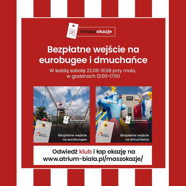 Bezpłatne Dmuchańce i Eurobungee w każdą sobotę w Atrium Biała w Białymstoku
