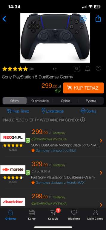 Pad Sony Playstation 5 DualSense Czarny
