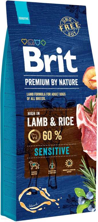 Sucha karma Brit Premium by Nature jagnięcina z ryżem 15 kg