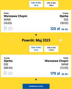 TUNEZJA Djerba z Warszawy 18.05 - 25.05 w obie strony z bagażem rejestrowanym 20kg i podręcznym 5kg w cenie