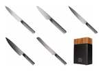 Noże ZWIEGER Darque - komplet 5 noży w bloku akacjowym, 56hrc X50CrMoV15