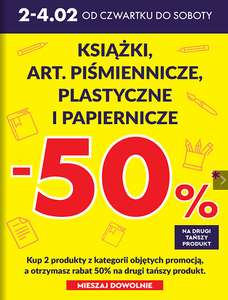 Książki, artykuły piśmiennicze, plastyczne i papiernicze -50% na drugi produkt w Biedronce