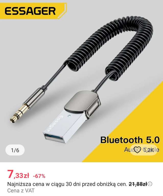 Adapter Bluetooth AUX Essager - €1.69