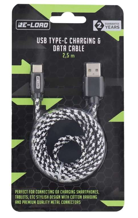 Bardzo dobra cena za kabel USB typ C do transmisji danych i ładowania Re-load 2,5m.