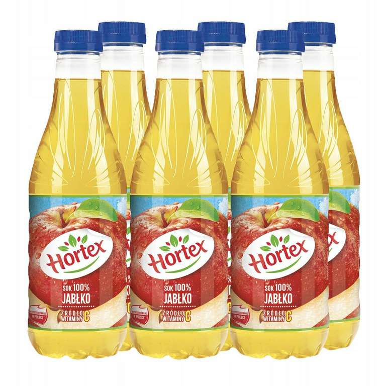 Sok 100% jabłko HORTEX w butelce 1L ( sześciopak ). LIDL