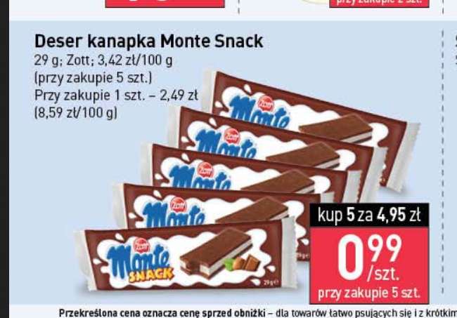 Zott Kanapka Monte Snack 29g pzy zakupie 5 szt. @Stokrotka