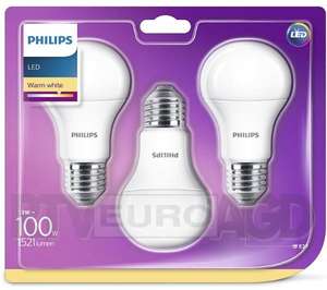 Zarówki Philips LED - 3 szt. - 13 W (100 W), E27, ciepła biel - 3,33 zł / sztuka. Z ekspozycji - wybrane sklepy.
