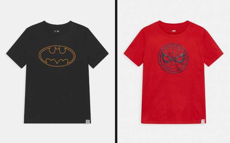 Koszulki/ T-shirty dla nastolatków GAP • DC i Marvel (bohaterowie) • 100% bawełna • 34 zł/ szt.