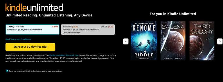 2 miesiące Kindle Unlimited za $4,99 (amazon.com)