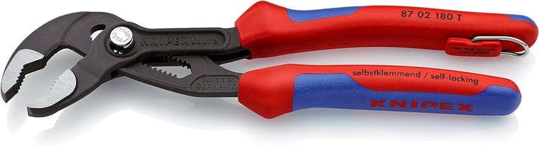 Knipex Cobra - Sczypce nastawne do rur nowej generacji, fosforanowane, zaczep do mocowania - 180mm, 87 02 180 T