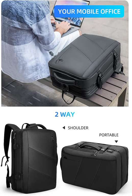 MarkRyden plecak, bagaż podręczny, lekki plecak podróżny, zatwierdzony do lotu, wodoodporny, męski, biznesowy, na laptopa 17/15,6/15 cala,