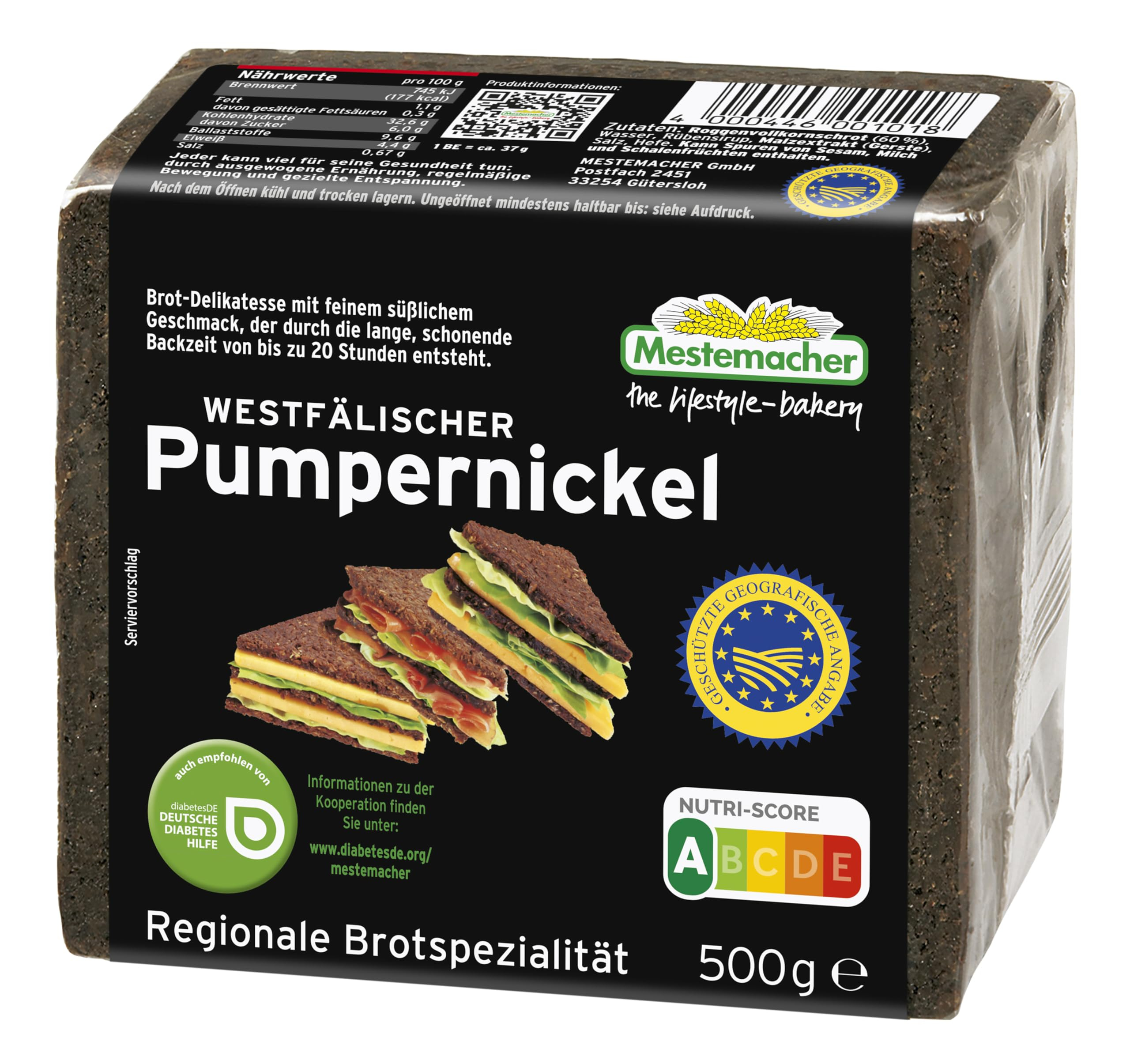 Chleb PUMPERNIKIEL żytni pełnoziarnisty, bez konserwantów - 500 g