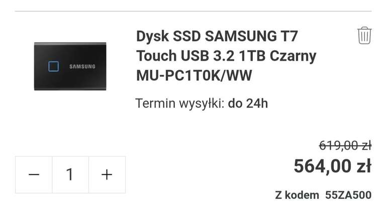 Dysk SSD SAMSUNG T7 Touch USB 3.2 1TB