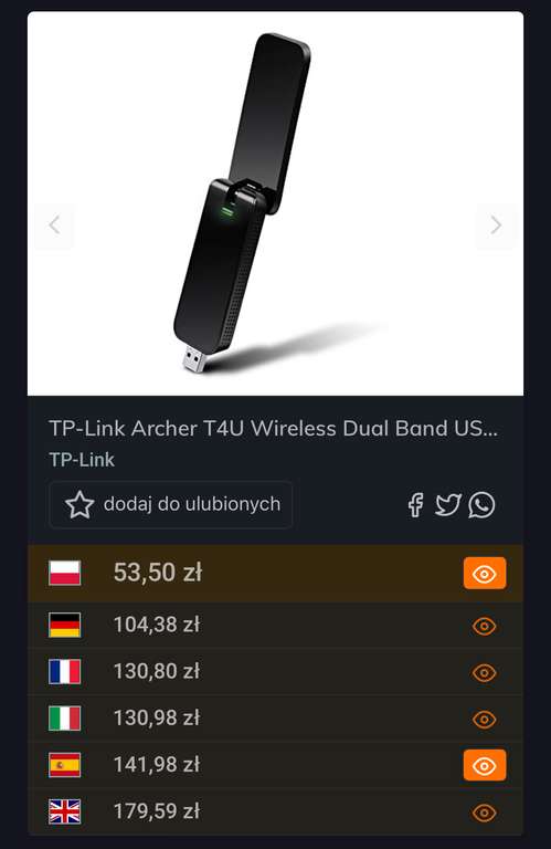 Karta sieciowa TP-Link Archer T4U Wireless Dual Band USB AC1300