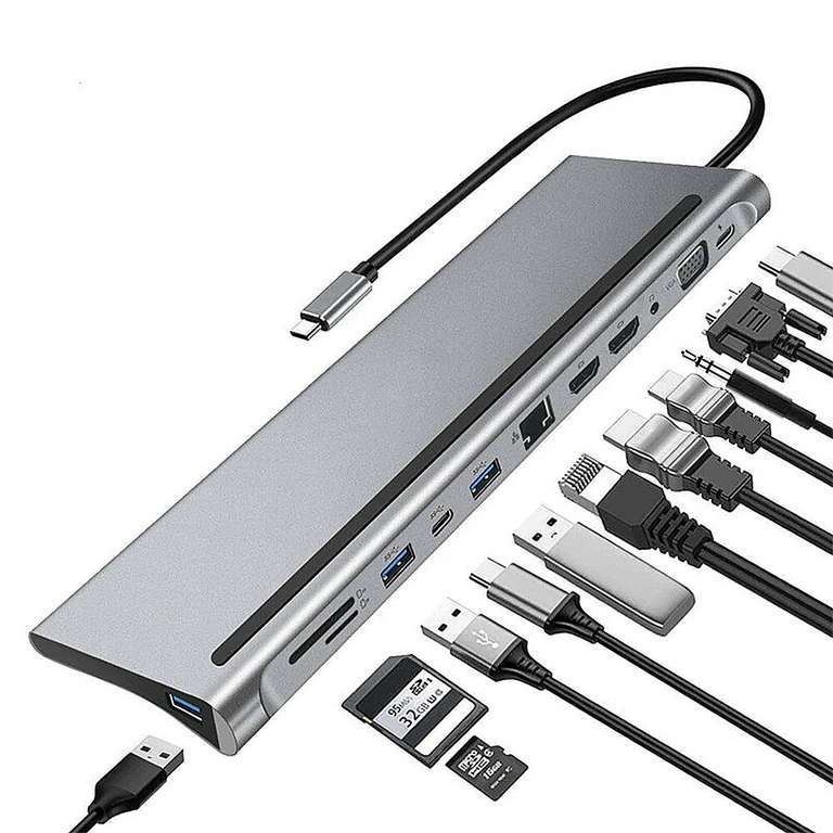 HUB USB-C Bakeey 12-w-1 (PD 87W, VGA, RJ45, HDMI), $32,99, wysyłka z Chin @ Banggood