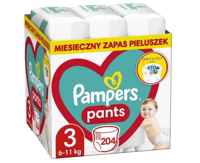 Pampers Pants roz 3, 204szt 0,81zł/szt