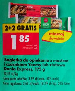Bagietka do opiekania z masłem i czosnkiem (Yeemy) lub ziołowa (Dania Express) 175g 2+2 gratis - Biedronka