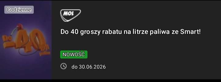 Allegro SMART! Bonus: Kod rabatowy do 40 groszy rabatu na litrze paliwa w MOL