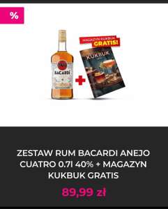 Zestaw Rum Bacardi Anejo Cuatro 0,7 l 40% + magazyn Kukbuk gratis