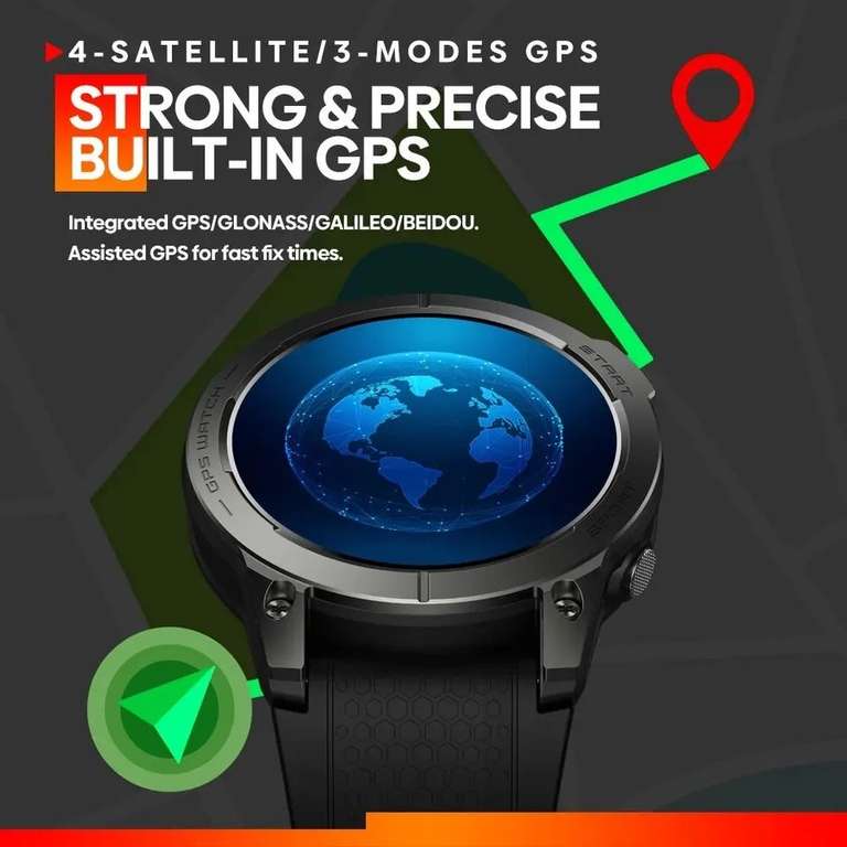 Zeblaze Stratos 3 Premium Smartwatch z GPS, Ultra HD AMOLED, funkcja rozmów poprzez BT (HiFi), Wodoszczelność IP68 | 40,59 USD