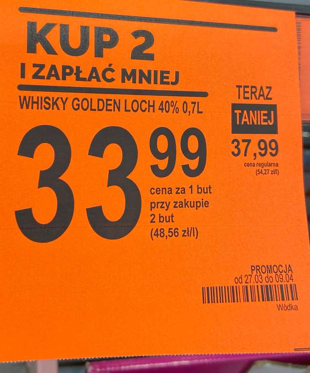 Whisky Golden Loch 0,7l za 33,99 zł/sztuka przy zakupie 2 sztuk @Biedronka, Warszawa