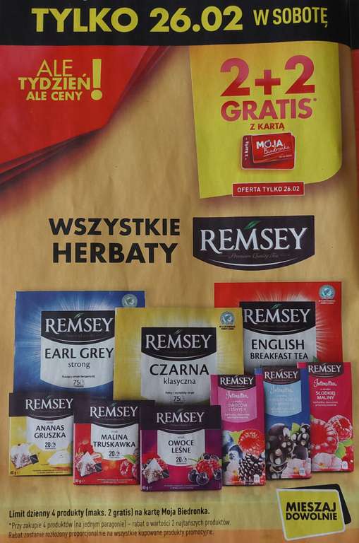 Wszystkie herbaty REMSEY 2+2 gratis! @Biedronka