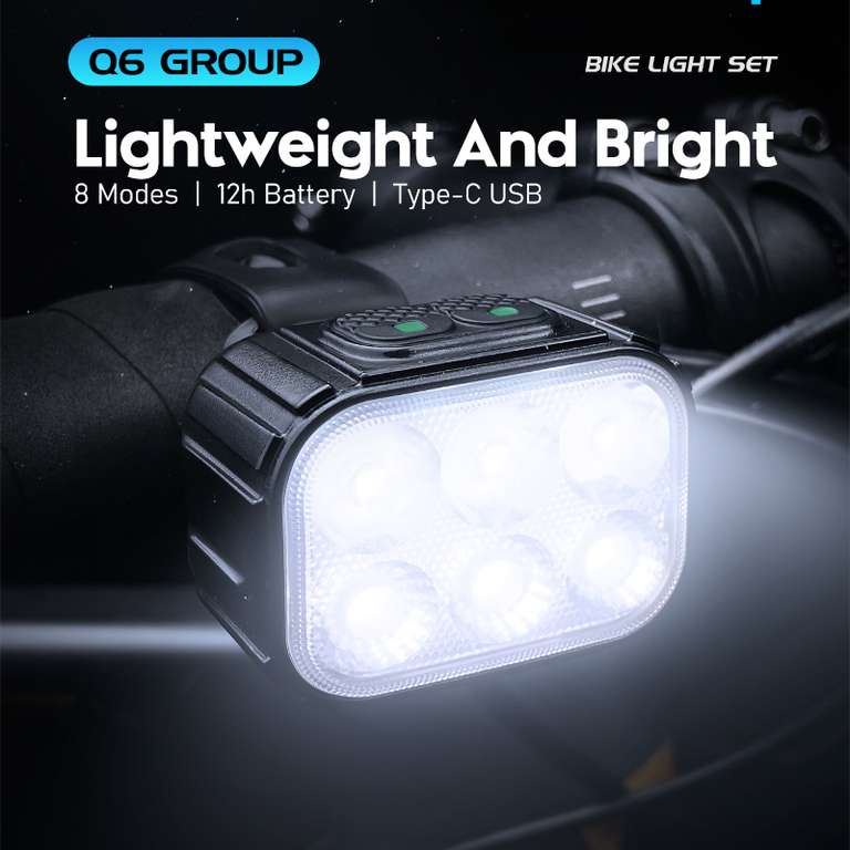 Q6 Group Bike Light Set - Zestaw lampek rowerowych - możliwa cena 42,94 zł jeden komplet przy zakupie dwóch kompletów.