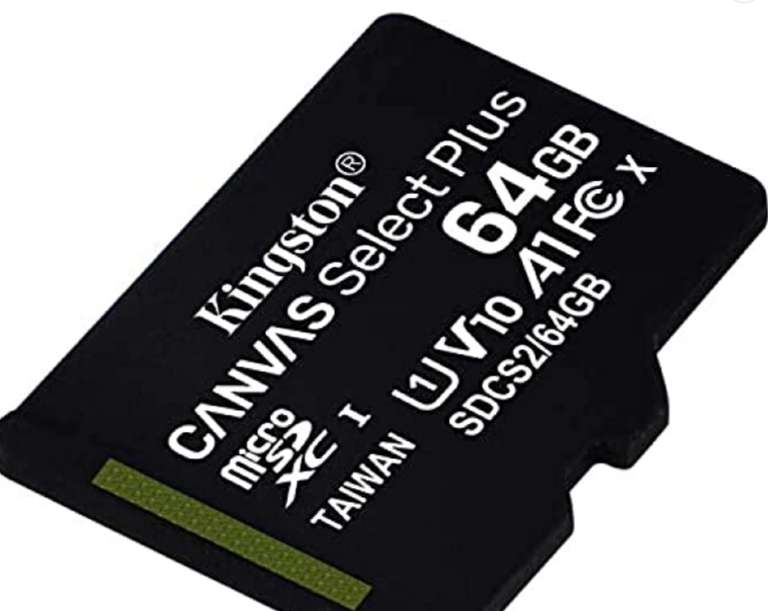 Karta Pamięci MicroSD Kingston Canvas Select Plus SDCS2 64GB - zapis/odczyt - 30/90 MB/s - dożywotnia gwarancja - darmowa dostawa Prime