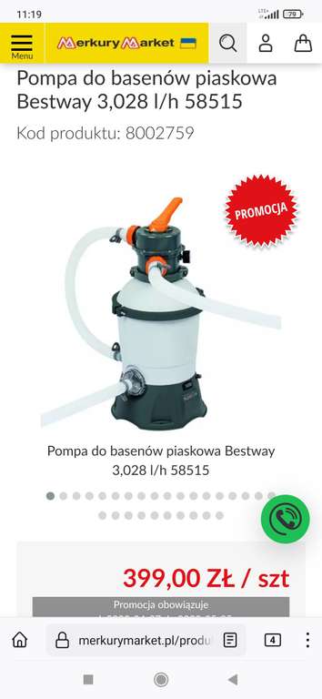 Pompa do basenów piaskowa Bestway 3,028 l/h 58515