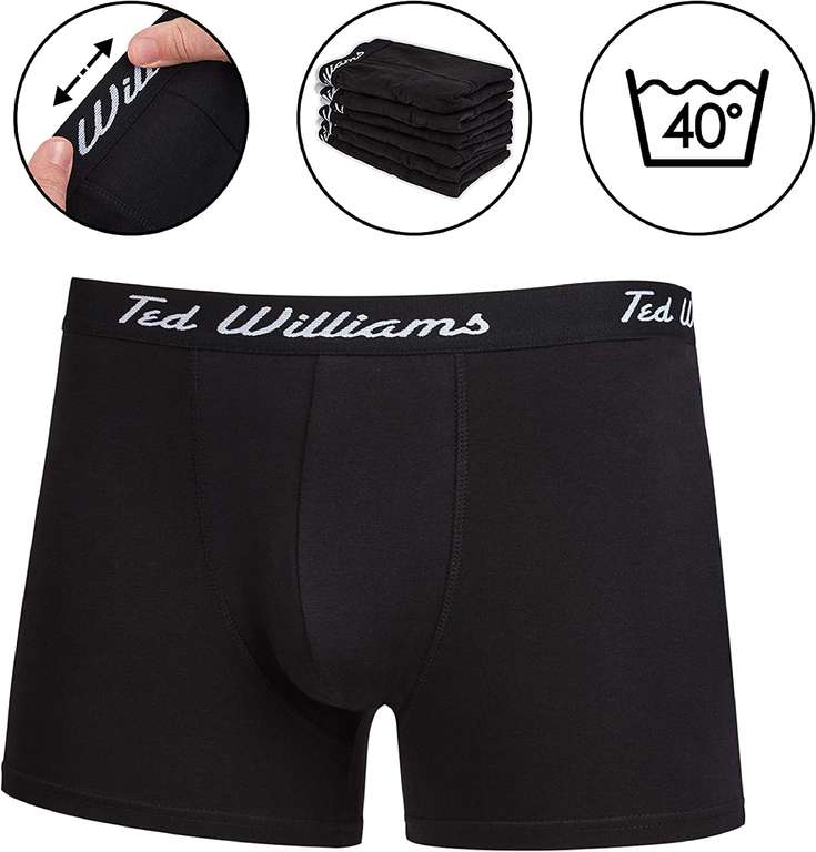 Bokserki męskie, czarne, rozmiar L, 6 sztuk Ted Williams