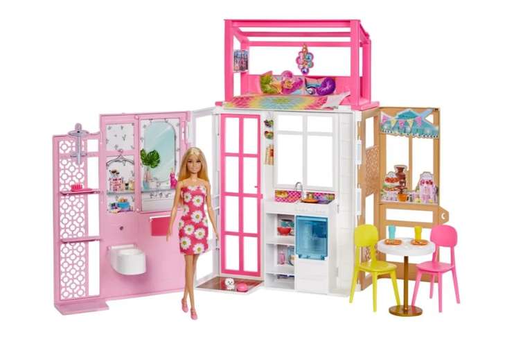 Barbie domek dla lalek z lalką i kompletem akcesoriów