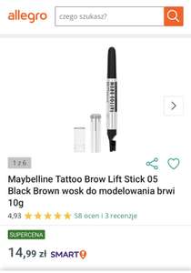 Maybelline Tattoo Brow Lift Stick 05 Black Brown wosk do modelowania brwi 10g