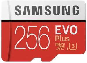 Karta pamięci Samsung, EVO Plus, MicroSD + Adapter, 256 GB, Czerwony/Biały