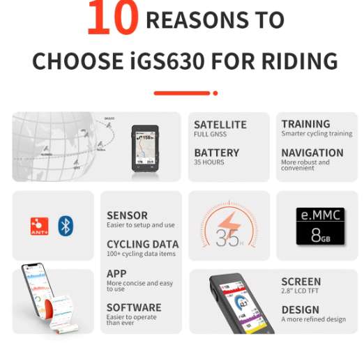 iGPSPORT iGS630 komputer rowerowy GPS - $162,05