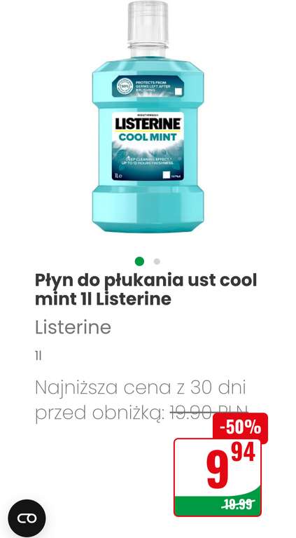 Płyn do płukania ust Listerine 1L cool mint @Dino