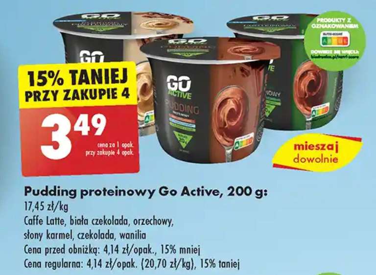 Pudding proteinowy Go Active, 200 g - Biedronka (cena za 1szt. przy zakupie 4szt.)