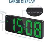 Cyfrowy budzik, zegar LED ze wskazaniem temperatury, budzik podróżny, regulowana jasność, format 12/24-godzinny