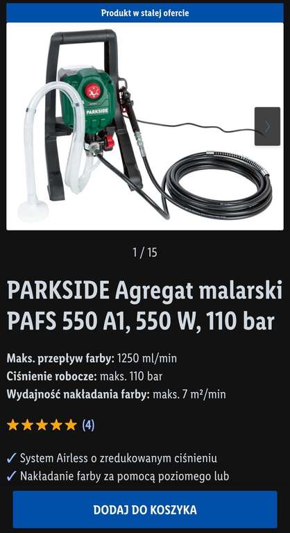 PARKSIDE Agregat malarski PAFS 550 A1, 550 W, 110 bar