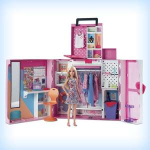 Barbie + 60 cm garderoba (36 akcesoriów + lalka) HGX57